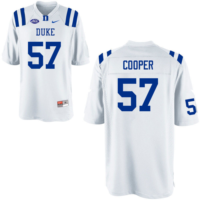 Men #57 Curtis Cooper Duke Blue Devils College Football Jerseys Sale-White - Click Image to Close